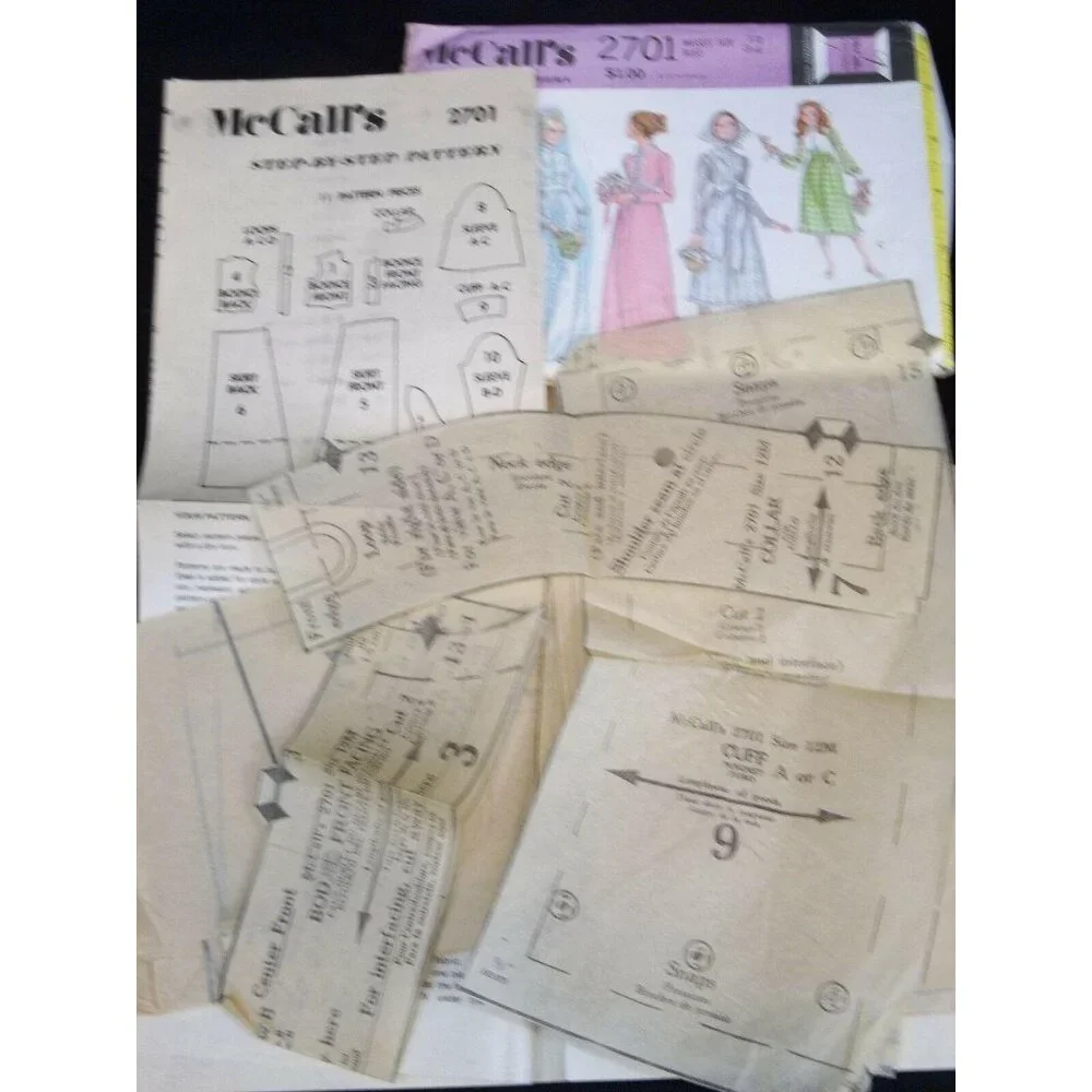 McCalls Sewing Pattern 2701 Size 12 Vtg 70s Cut Wedding Dress Bridesmaid Dress